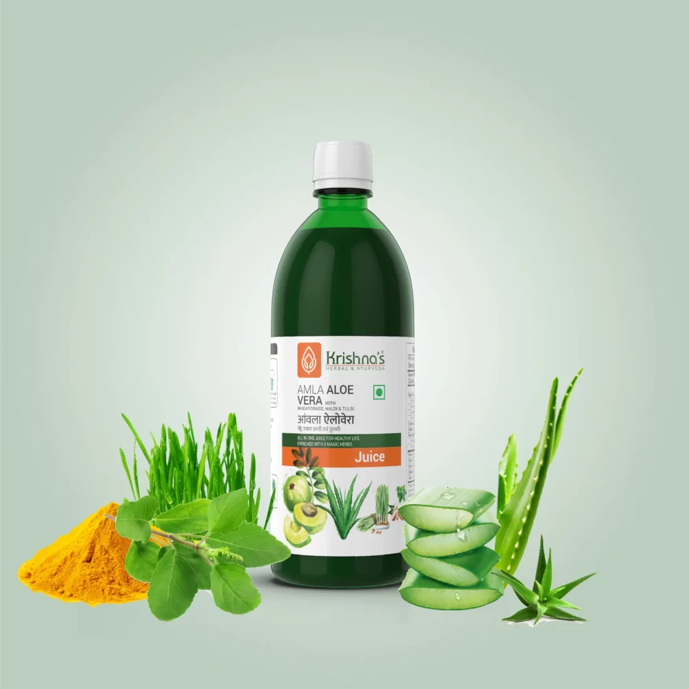 Krishna’s Herbal And Ayurveda Amla Aloe Vera Wheat grass Haldi Tulsi Juice