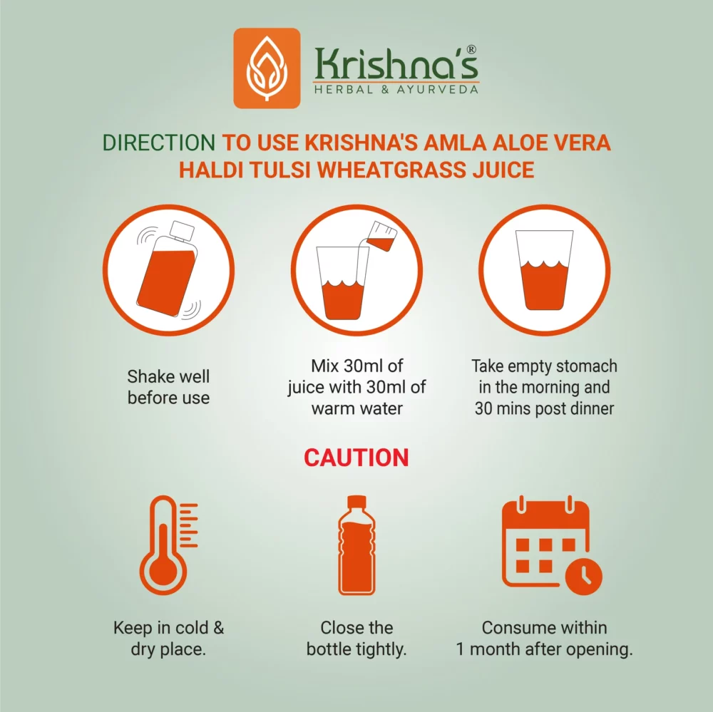 Krishna’s Herbal And Ayurveda Amla Aloe Vera Wheat grass Haldi Tulsi Juice
