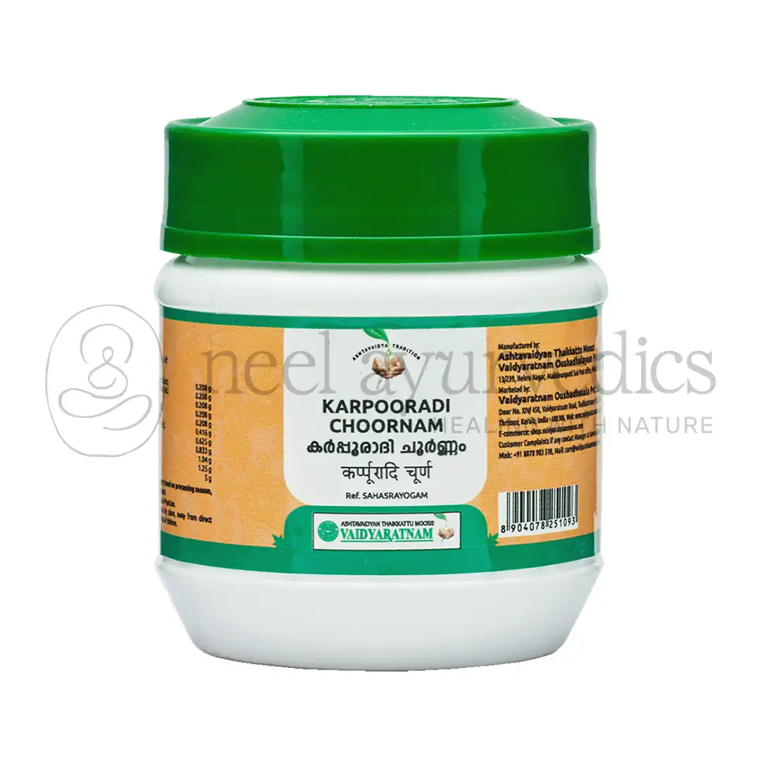 KARPOORADI CHOORNAM 50 GM Vaidyaratnam Karpooradi Choornam - 50 Gm