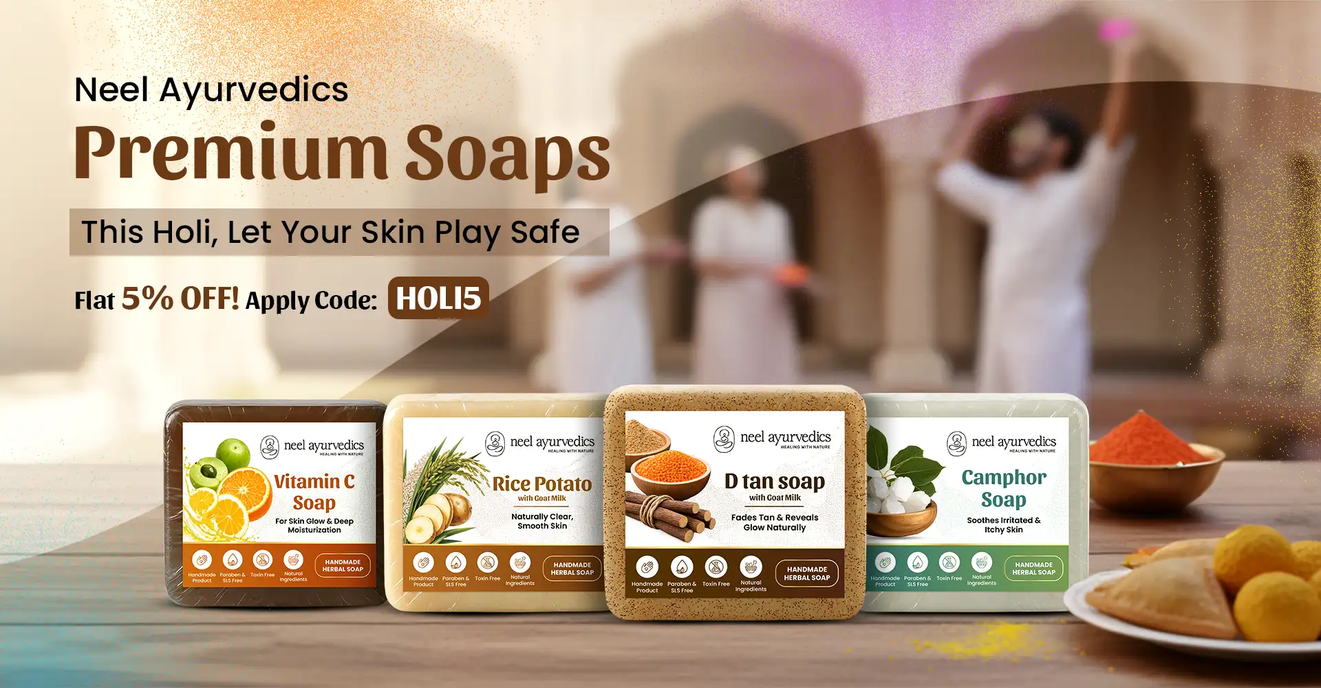 Soaps Banner for Holi